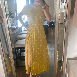 Yellow with white Polka dot dress